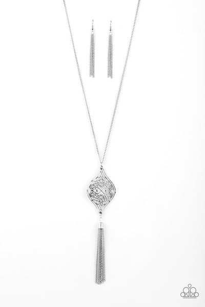 Totally Worth the Tassel Silver Necklace-Jewelry-Paparazzi Accessories-Ericka C Wise, $5 Jewelry Paparazzi accessories jewelry ericka champion wise elite consultant life of the party fashion fix lead and nickel free florida palm bay melbourne