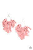 Wanna Piece of Macrame Pink Earrings-Jewelry-Paparazzi Accessories-Ericka C Wise, $5 Jewelry Paparazzi accessories jewelry ericka champion wise elite consultant life of the party fashion fix lead and nickel free florida palm bay melbourne