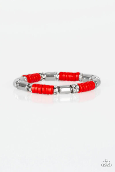 Whimsical Wanderer Red Bracelet-Jewelry-Paparazzi Accessories-Ericka C Wise, $5 Jewelry Paparazzi accessories jewelry ericka champion wise elite consultant life of the party fashion fix lead and nickel free florida palm bay melbourne