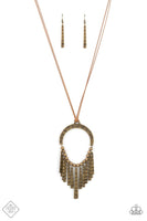You Wouldn't Flare Brass Necklace-Jewelry-Paparazzi Accessories-Ericka C Wise, $5 Jewelry Paparazzi accessories jewelry ericka champion wise elite consultant life of the party fashion fix lead and nickel free florida palm bay melbourne