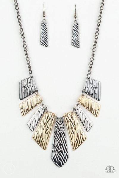 Texture Tigress Multi Necklace-Jewelry-Paparazzi Accessories-Ericka C Wise, $5 Jewelry Paparazzi accessories jewelry ericka champion wise elite consultant life of the party fashion fix lead and nickel free florida palm bay melbourne