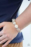 Here I Am White Bracelet-Jewelry-Paparazzi Accessories-Ericka C Wise, $5 Jewelry Paparazzi accessories jewelry ericka champion wise elite consultant life of the party fashion fix lead and nickel free florida palm bay melbourne