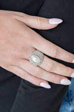 Glittering Go Getter White Ring-Jewelry-Paparazzi Accessories-Ericka C Wise, $5 Jewelry Paparazzi accessories jewelry ericka champion wise elite consultant life of the party fashion fix lead and nickel free florida palm bay melbourne
