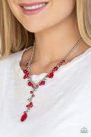 Crystal Couture Red Necklace-Jewelry-Paparazzi Accessories-Ericka C Wise, $5 Jewelry Paparazzi accessories jewelry ericka champion wise elite consultant life of the party fashion fix lead and nickel free florida palm bay melbourne