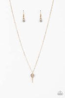 Key Figure Gold Necklace-Jewelry-Paparazzi Accessories-Ericka C Wise, $5 Jewelry Paparazzi accessories jewelry ericka champion wise elite consultant life of the party fashion fix lead and nickel free florida palm bay melbourne