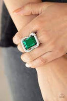 Deluxe Decadence Green Ring-Jewelry-Paparazzi Accessories-Ericka C Wise, $5 Jewelry Paparazzi accessories jewelry ericka champion wise elite consultant life of the party fashion fix lead and nickel free florida palm bay melbourne