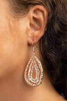 Metallic Meltdown Rose Gold Earrings-Jewelry-Paparazzi Accessories-Ericka C Wise, $5 Jewelry Paparazzi accessories jewelry ericka champion wise elite consultant life of the party fashion fix lead and nickel free florida palm bay melbourne