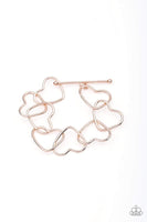 Take Heart Rose Gold Bracelet-Jewelry-Paparazzi Accessories-Ericka C Wise, $5 Jewelry Paparazzi accessories jewelry ericka champion wise elite consultant life of the party fashion fix lead and nickel free florida palm bay melbourne