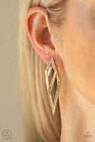 Point Bank Gold Post Earrings-Jewelry-Paparazzi Accessories-Ericka C Wise, $5 Jewelry Paparazzi accessories jewelry ericka champion wise elite consultant life of the party fashion fix lead and nickel free florida palm bay melbourne