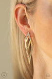 Point Bank Gold Post Earrings-Jewelry-Paparazzi Accessories-Ericka C Wise, $5 Jewelry Paparazzi accessories jewelry ericka champion wise elite consultant life of the party fashion fix lead and nickel free florida palm bay melbourne
