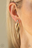 Point Bank Gold Post Earrings-Jewelry-Paparazzi Accessories-Ericka C Wise, $5 Jewelry Paparazzi accessories jewelry ericka champion wise elite consultant life of the party fashion fix lead and nickel free florida palm bay melbourne
