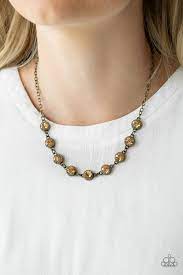 Starlit Socials Brass Necklace-Jewelry-Paparazzi Accessories-Ericka C Wise, $5 Jewelry Paparazzi accessories jewelry ericka champion wise elite consultant life of the party fashion fix lead and nickel free florida palm bay melbourne