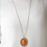 Rancho Roamer Orange Necklace-Jewelry-Paparazzi Accessories-Ericka C Wise, $5 Jewelry Paparazzi accessories jewelry ericka champion wise elite consultant life of the party fashion fix lead and nickel free florida palm bay melbourne
