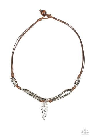 Off With His Arrowhead Brown Urban Necklace-Jewelry-Paparazzi Accessories-Ericka C Wise, $5 Jewelry Paparazzi accessories jewelry ericka champion wise elite consultant life of the party fashion fix lead and nickel free florida palm bay melbourne