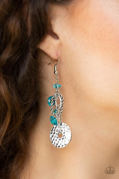 Seaside Catch Blue Earring-Jewelry-Paparazzi Accessories-Ericka C Wise, $5 Jewelry Paparazzi accessories jewelry ericka champion wise elite consultant life of the party fashion fix lead and nickel free florida palm bay melbourne