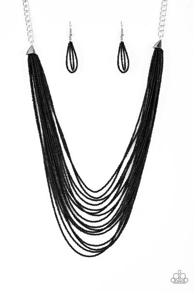 Peacefully Pacific Black Necklace-Jewelry-Paparazzi Accessories-Ericka C Wise, $5 Jewelry Paparazzi accessories jewelry ericka champion wise elite consultant life of the party fashion fix lead and nickel free florida palm bay melbourne
