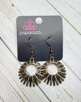 Rebel Resplendence Brass Earrings-Jewelry-Paparazzi Accessories-Ericka C Wise, $5 Jewelry Paparazzi accessories jewelry ericka champion wise elite consultant life of the party fashion fix lead and nickel free florida palm bay melbourne