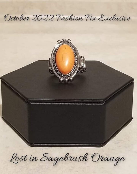 Lost in Sagebrush Orange Ring-Jewelry-Paparazzi Accessories-Ericka C Wise, $5 Jewelry Paparazzi accessories jewelry ericka champion wise elite consultant life of the party fashion fix lead and nickel free florida palm bay melbourne